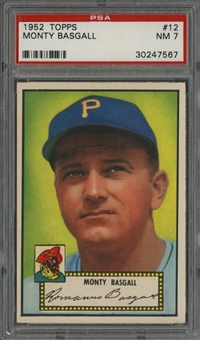 1952 Topps #12 Monty Basgall, Red Back - PSA NM 7